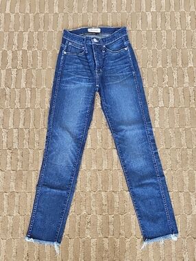 Madewell Indigo Skinny Jeans with Frayed Hem